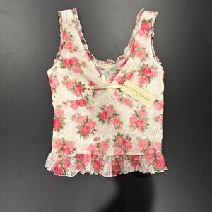 Juniors Thirty/Thirty LA Flower Lace Tank Top~Rose Print~Small~NWT